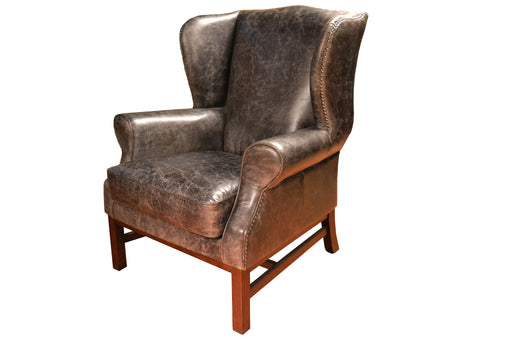 Cracked Leather Wingback Arm Chair - Crafters and Weavers
