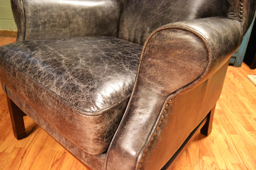 Cracked Leather Wingback Arm Chair - Crafters and Weavers