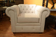 LAST ONE! White Linen Tufted Armchair - Crafters and Weavers
