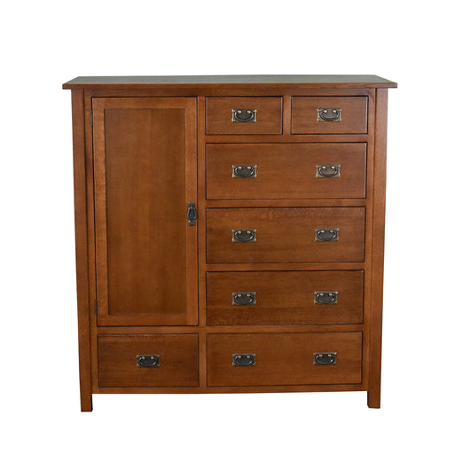 PREORDER Mission Style Solid Oak Chest of Drawers - Michael's Cherry (MC-A) - Crafters and Weavers