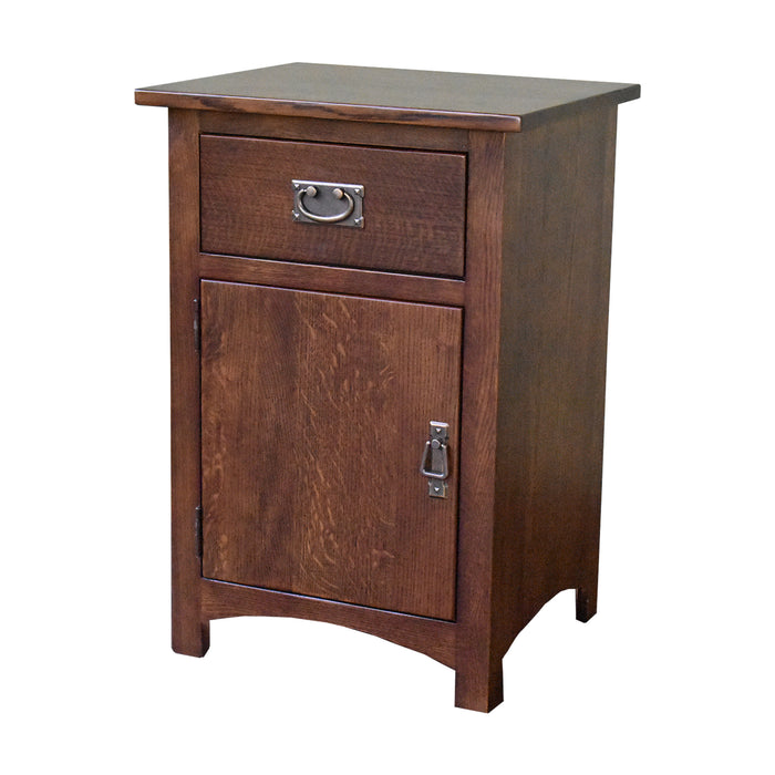 Mission Quarter Sawn Oak 1 Door, 1 Drawer Nightstand - Walnut (AW) - Crafters and Weavers