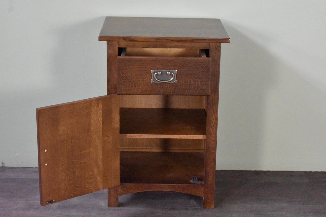 Mission Quarter Sawn Oak 1 Door, 1 Drawer Nightstand - Walnut (AW) - Crafters and Weavers