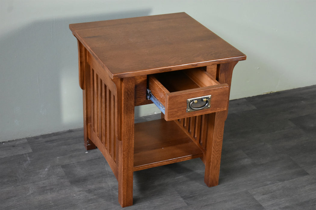 *Mission 1 Drawer Crofter End Table - Golden Brown (GB1) - Crafters and Weavers