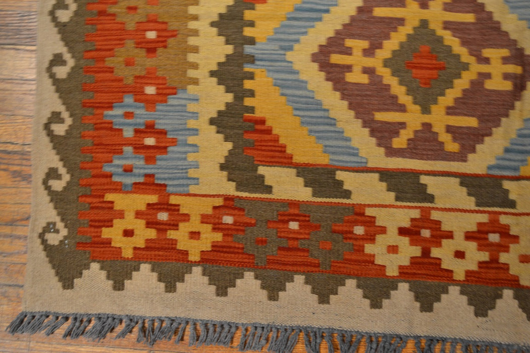 Tribal Afghan Oriental Rug 5'0" x 6'7" - Crafters and Weavers