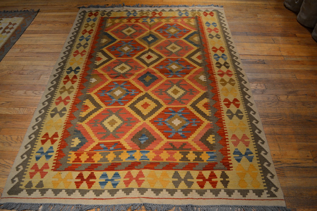 Tribal Afghan Oriental Rug 5'0" x 6'9" - Crafters and Weavers