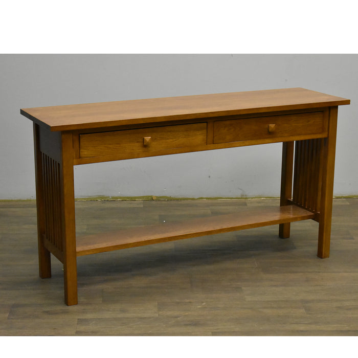 Mission Oak Console Table With 2 Drawers - Michael's Cherry (MC1) - Crafters and Weavers