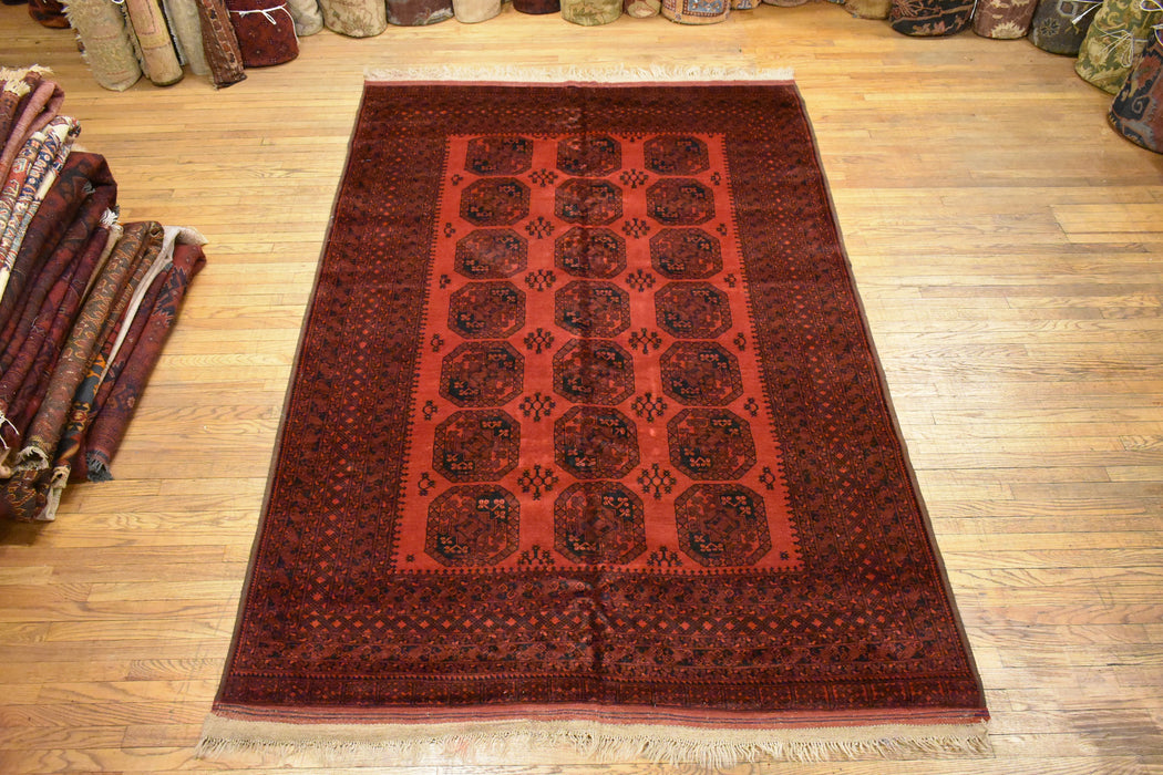 Tribal Afghan Fielpa Oriental Rug 6'7" x 9'10" - Crafters and Weavers