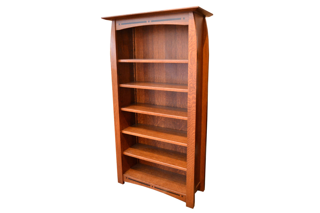 CLOSED LISTING Amish Made Quarter Sawn Oak Bookcase with Inlay - Crafters and Weavers