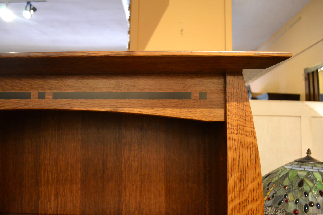 CLOSED LISTING Amish Made Quarter Sawn Oak Bookcase with Inlay - Crafters and Weavers