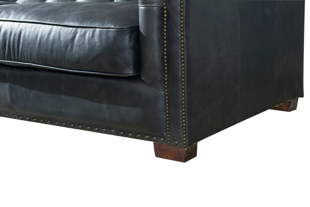Tuxedo Leather Love Seat - Slate - Crafters and Weavers