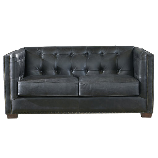 Tuxedo Leather Love Seat - Slate - Crafters and Weavers