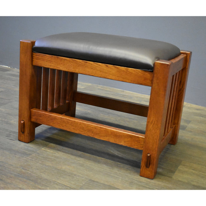 Mission Oak Foot Stool - Wide Spindles (2 Colors Available) - Crafters and Weavers