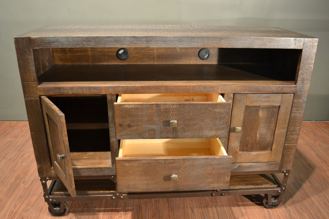 DISCONTINUED Greenview 52" Forged Iron Base TV Stand - Crafters and Weavers