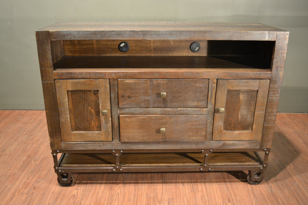 DISCONTINUED Greenview 52" Forged Iron Base TV Stand - Crafters and Weavers