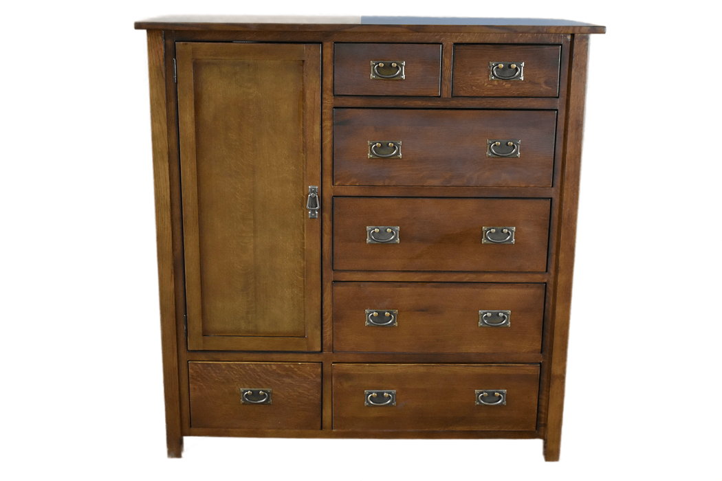 Mission Style Solid Oak Chest of Drawers - Walnut (AW)