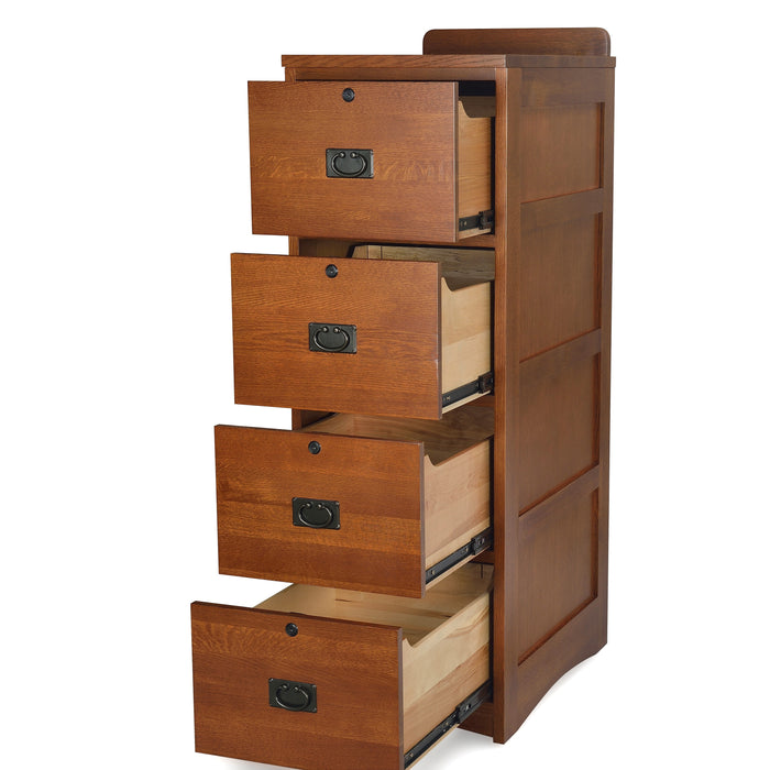Mission Solid Oak 4 Drawer File Cabinet - Options Available