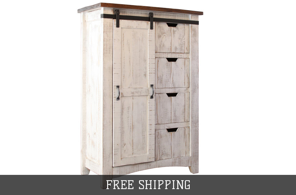 Greenview Barn Door Dresser - Distressed White - Crafters and Weavers