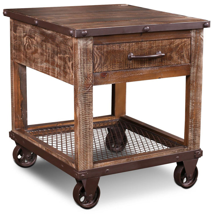Addison Loft Caster Wheel End Table - Crafters and Weavers