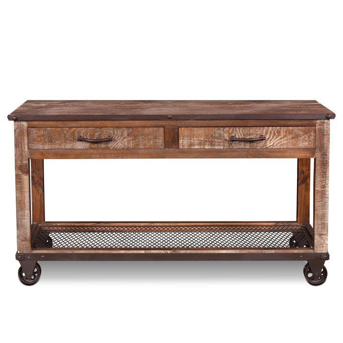 Addison Loft Caster Wheel Console Table - Crafters and Weavers