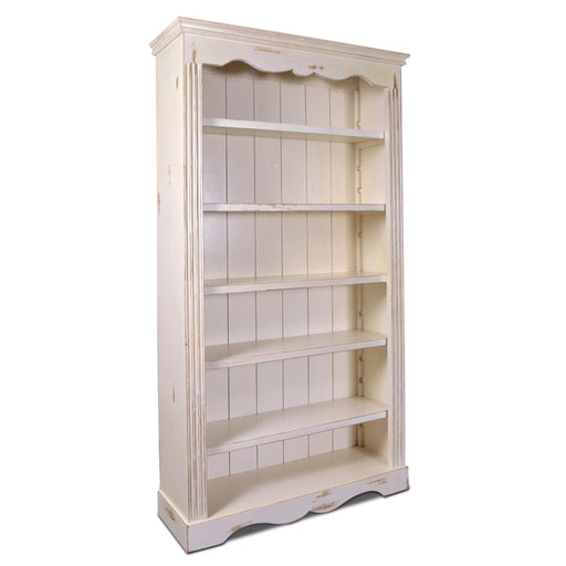 SOLD OUT Landon 72" Display Bookcase - Distressed White - Crafters and Weavers