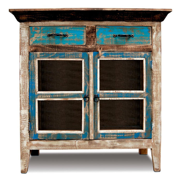 La Boca Blue 2 Drawer Cabinet - Crafters and Weavers