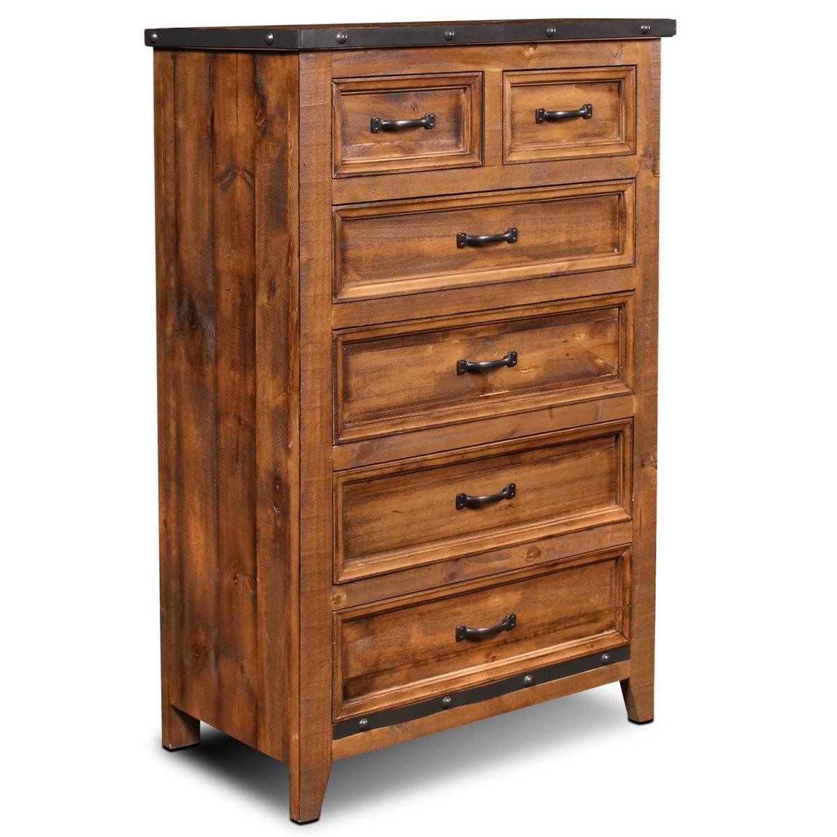 Industrial Style Knotty Pine Wood Rustic 6 Drawer Highboy Dresser — Crafters and Weavers
