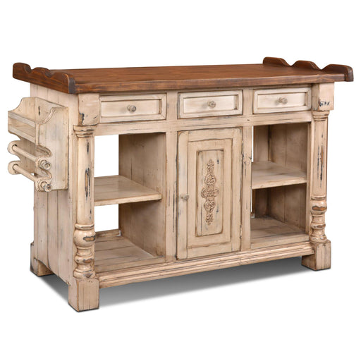 Landon Venetian Kitchen Island - Antique White - Crafters and Weavers