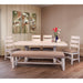 Greenview Double Pedestal Dining Set - 79" Table with 4 Chairs and Bench - Crafters and Weavers