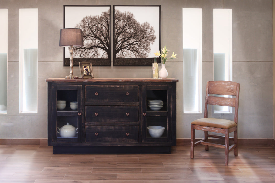 Rustic Style Solid Wood Sideboard - Black - Crafters and Weavers
