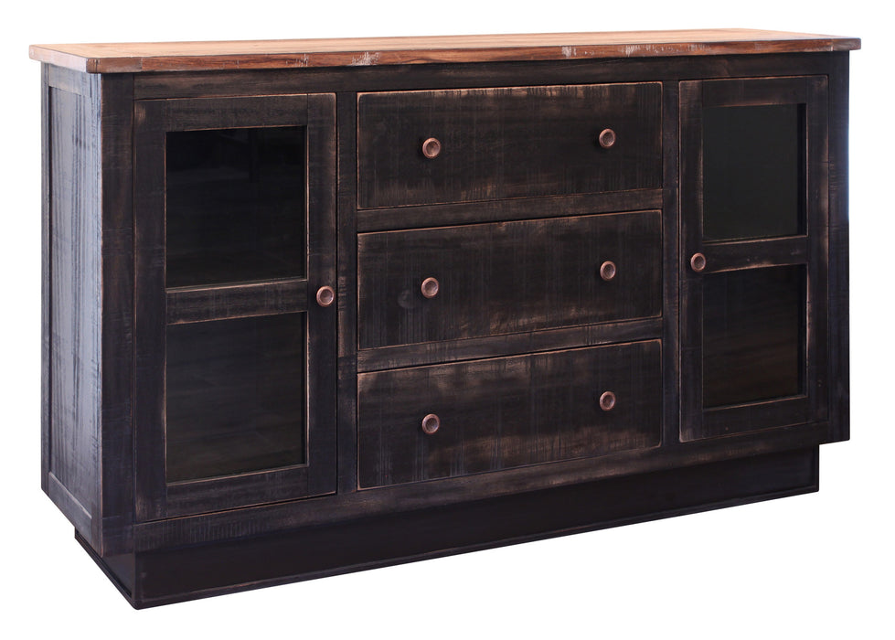 Rustic Style Solid Wood Sideboard - Black - Crafters and Weavers