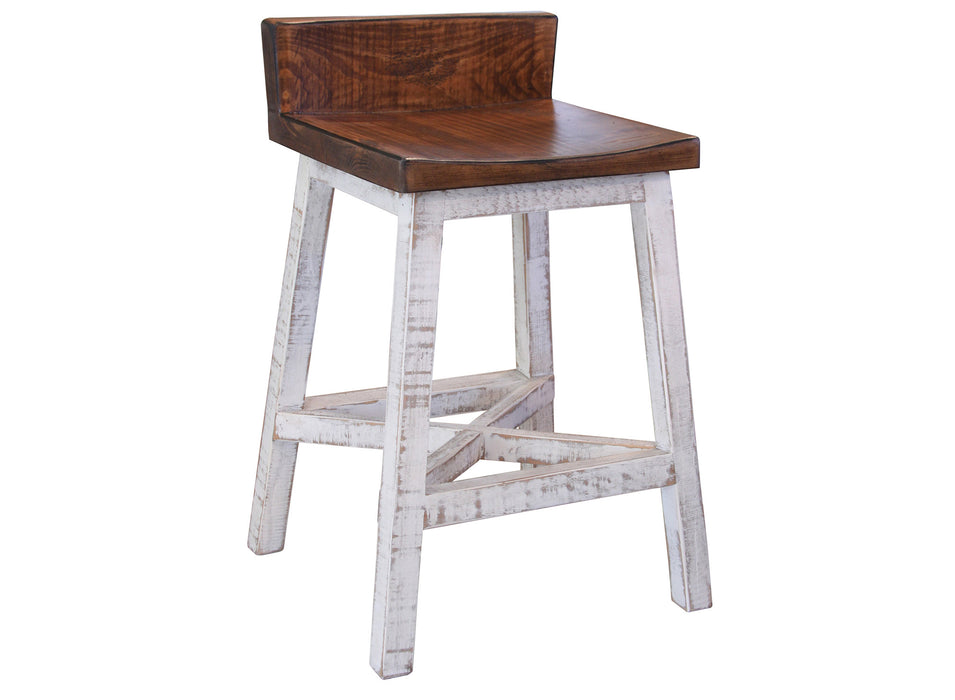 Set of Three Granville Stationary Bar Stool - Rustic Brown/White - 24" High - Crafters and Weavers