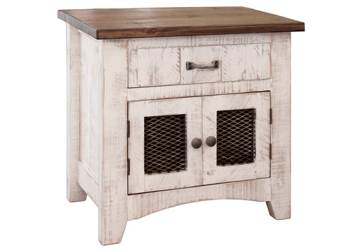 Greenview 2 Door Nightstand - Distressed White - Crafters and Weavers