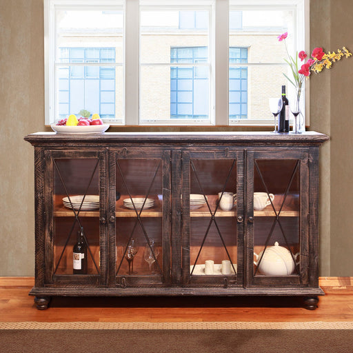 Greenview Charcoal 4 Door Sideboard - 71" - Crafters and Weavers