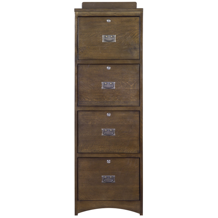 Mission Solid Oak 4 Drawer File Cabinet - Walnut - Crafters and Weavers
