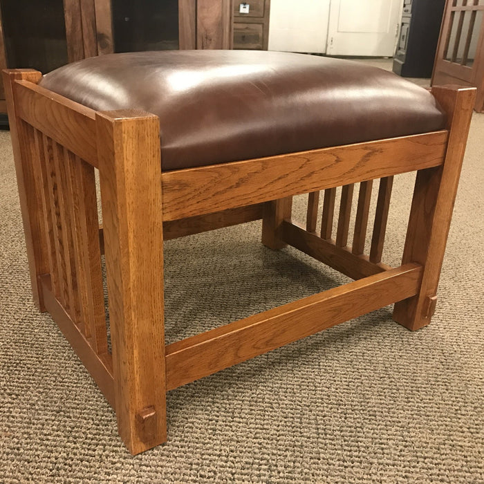 Mission Foot Stool with Spindles - Light - Crafters and Weavers