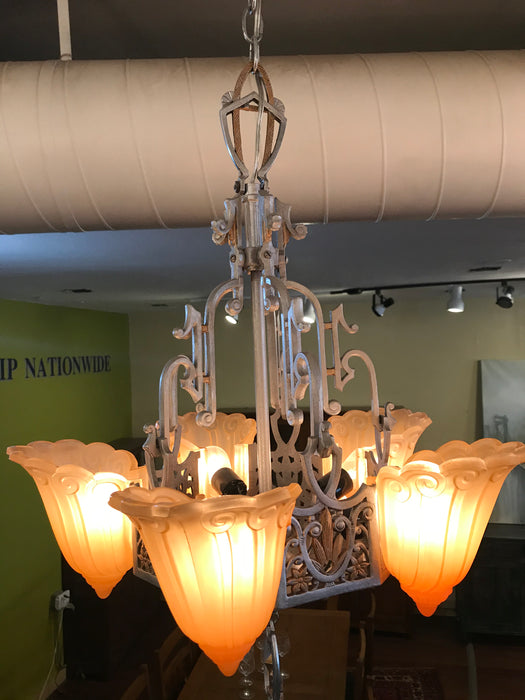 Lincoln Fleur de Lis Slip Shade Chandelier - Crafters and Weavers