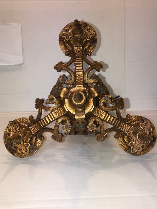 ANTIQUE TUDOR / ARTS & CRAFTS 1920's 3 LIGHT FIXTURE - Crafters and Weavers