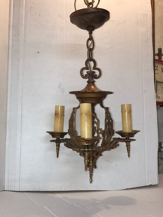 ANTIQUE TUDOR / ARTS & CRAFTS 1920's 3 LIGHT FIXTURE - Crafters and Weavers