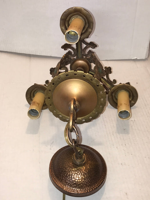 ANTIQUE TUDOR / ARTS & CRAFTS 1920's 3 LIGHT FIXTURE - Crafters and Weavers