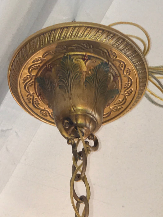 ANTIQUE WILLIAMSON 1920's AMBER CRACKLE GLASS CAST BRASS LANTERN - Crafters and Weavers