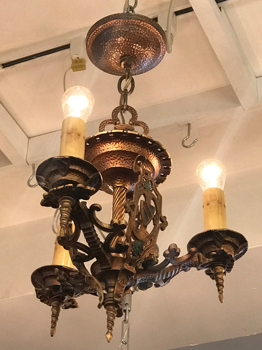 ANTIQUE TUDOR / ARTS & CRAFTS 1920's 3 LIGHT FIXTURE - Crafters and Weavers