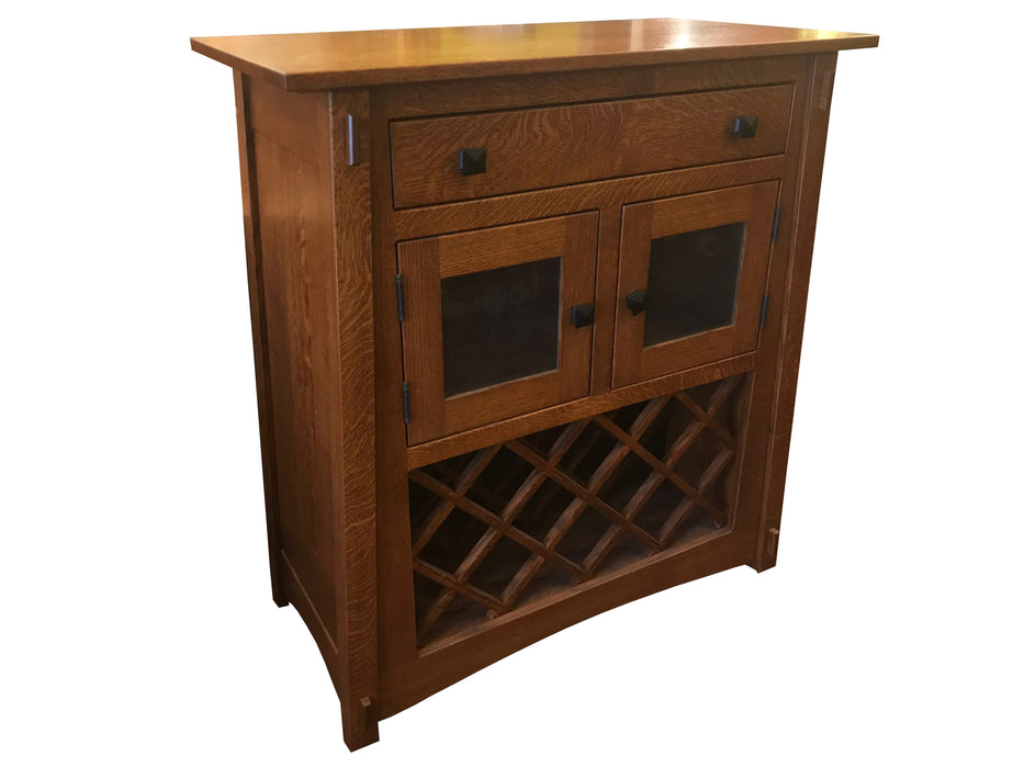 CLOSED LISTING Amish Made Quarter Sawn White Oak Wine Cabinet - 36" - Crafters and Weavers