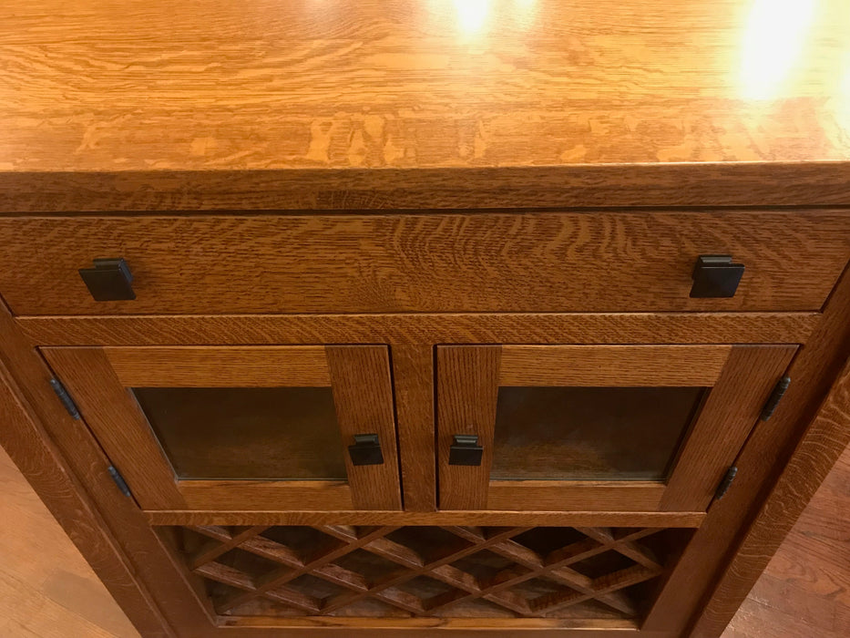 CLOSED LISTING Amish Made Quarter Sawn White Oak Wine Cabinet - 36" - Crafters and Weavers