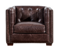 SOLD OUT Tuxedo Leather Arm Chair - Dark Brown - Crafters and Weavers