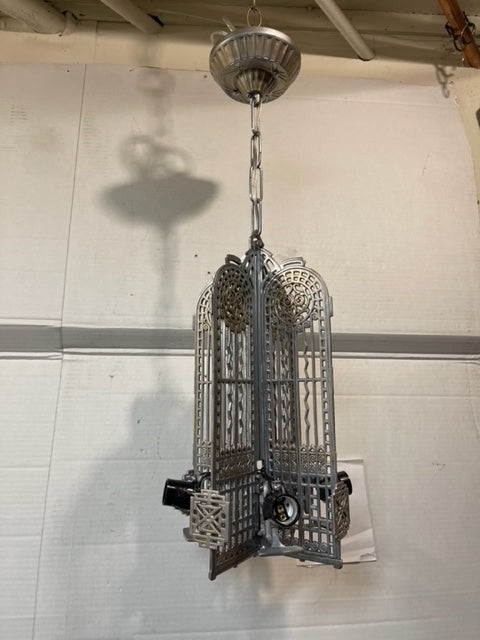 ART DECO 1930's 4 LIGHT SLIP SHADE CHANDELIER