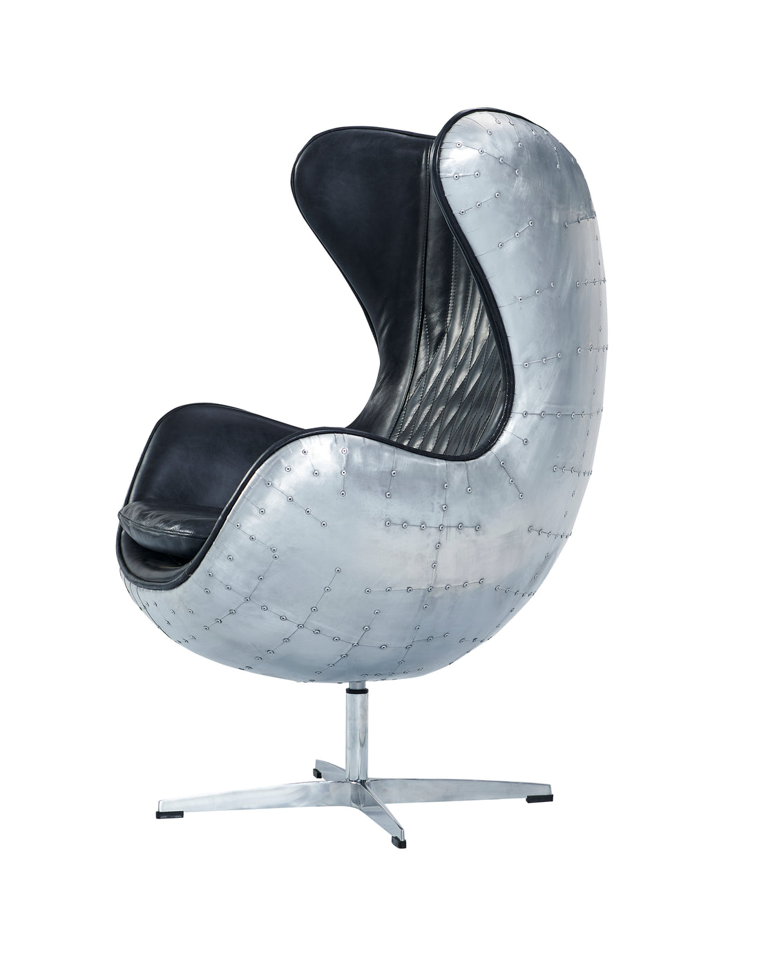 Buy Cruz Modern Egg Chair - Slate Leather and Metal Spitfire Shell in ...