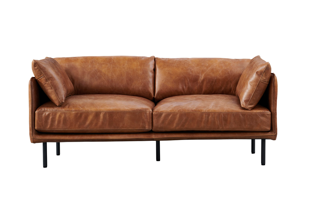 Venezia Industrial Modern Love Seat - Light Brown Leather