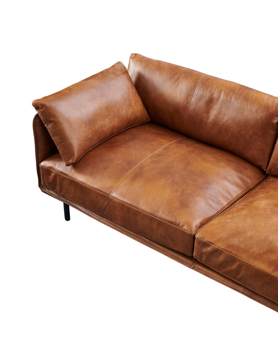 Venezia Industrial Modern Leather Sofa - Light Brown Leather
