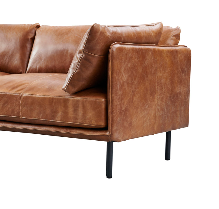 Venezia Industrial Modern Leather Sofa - Light Brown Leather