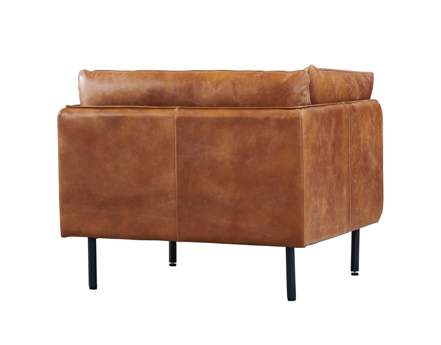 Venezia Industrial Modern Arm Chair - Light Brown Leather